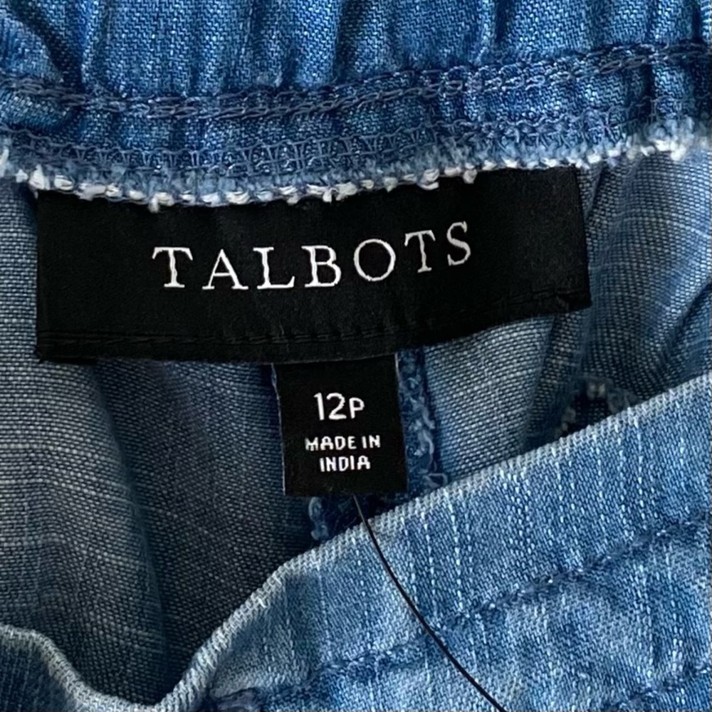 Talbots Women 12P Chambray Pants Summer Twill Slim Leg Rolled Hem - Picture 8 of 16